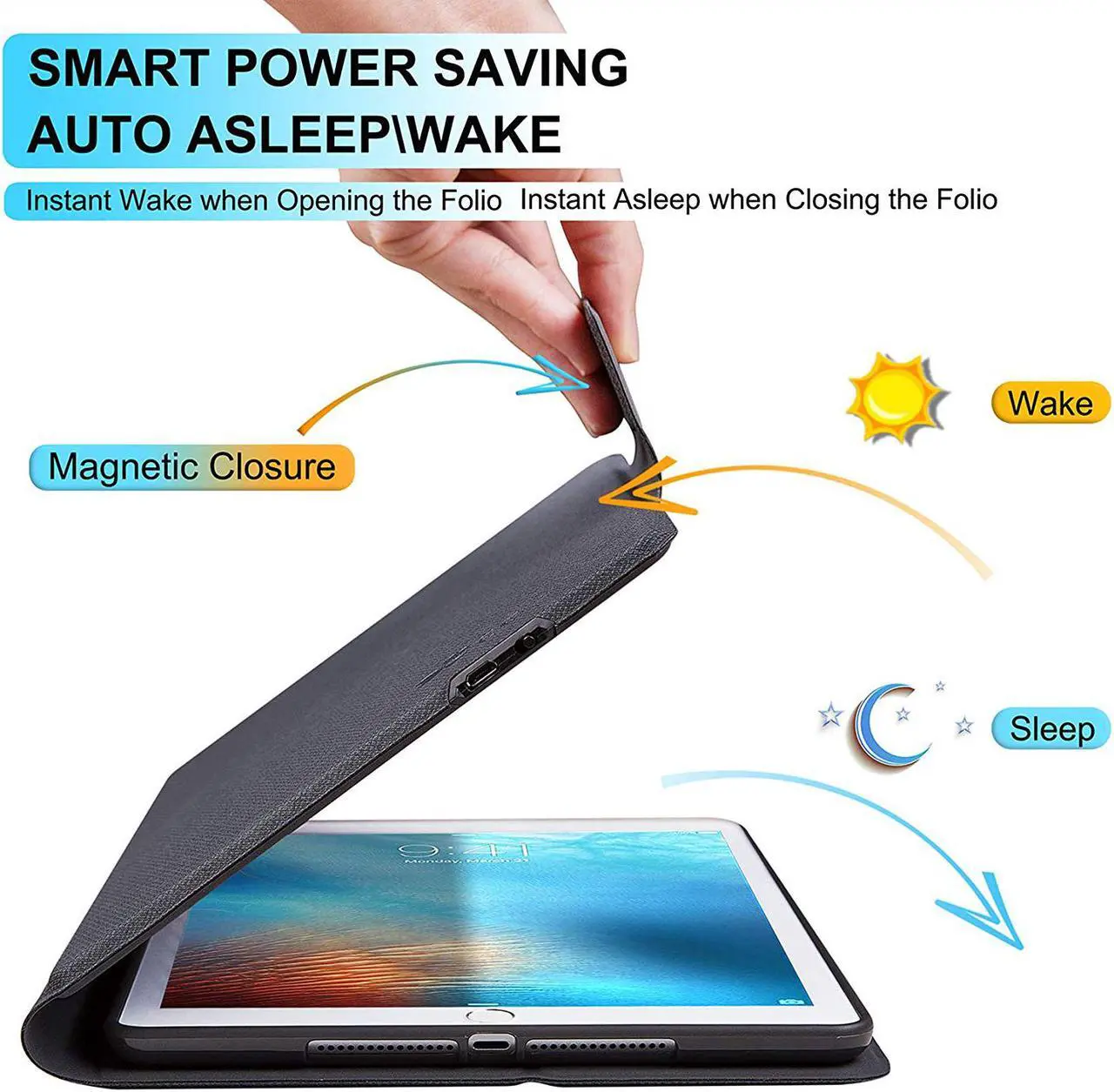 Alt view image 3 of 7 - Keyboard Case for iPad New 2018 iPad(6th Gen), 2017 iPad(5th Gen), iPad Pro 9.7, iPad Air 2 & 1,iPad 9.7 inch BT Backlit Thin & Light - Wireless/BT - 7 Color Backlight Keyboard with Pencil Holder