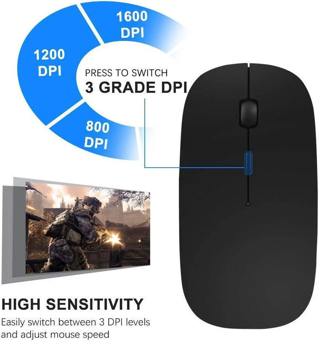 Alt view image 6 of 7 - Wireless Mouse, Computer Mouse, 2.4G Slim Silent Click Noiseless Optical Mouse with USB Receiver & Type-C Adapter, Wireless Mouse for Laptop, Computer, Notebook, Desktop, PC, MacBook