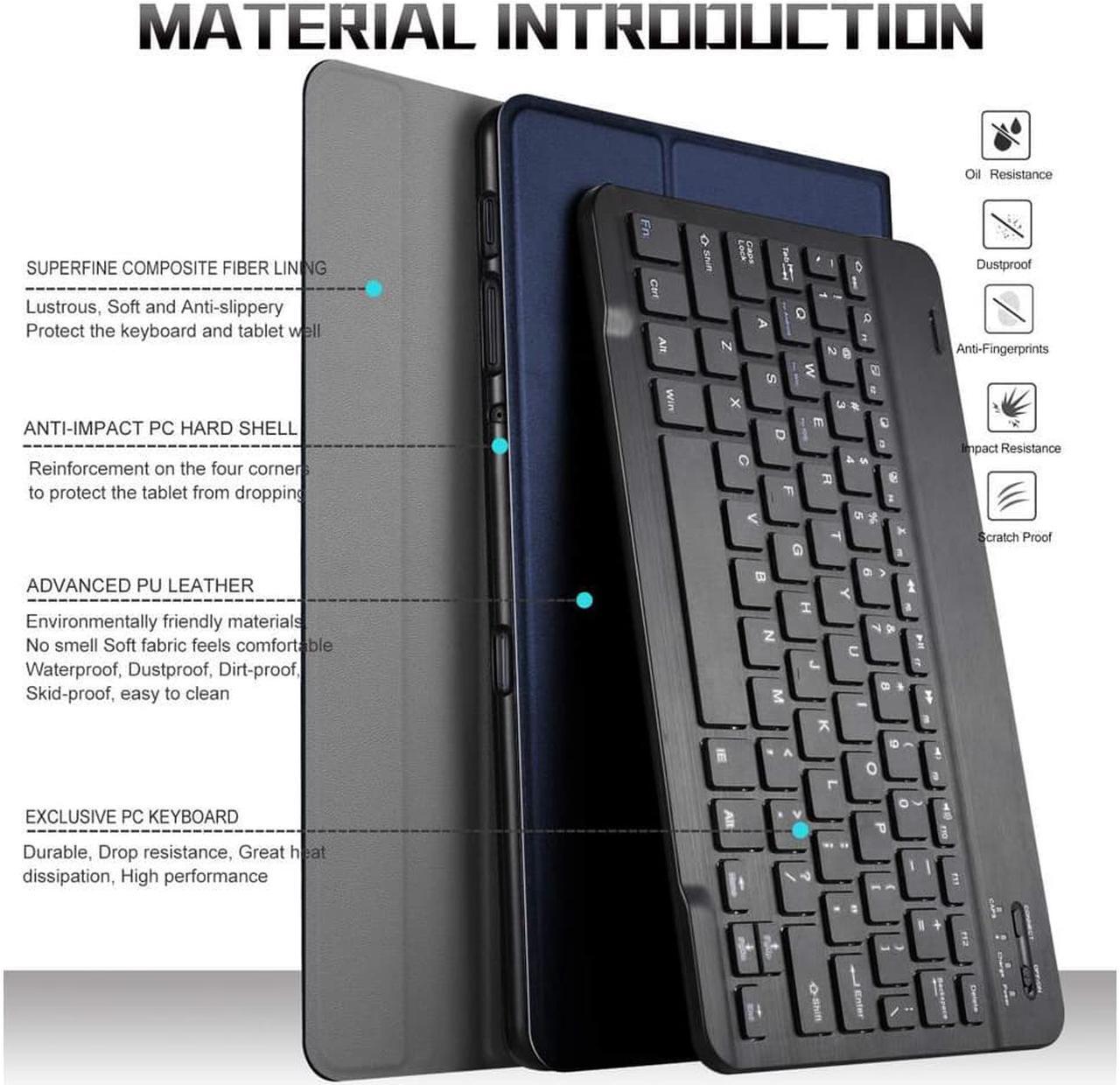 Alt view image 3 of 7 - Keyboard Case for Samsung Galaxy Tab A 10.5 Case with Detachable Wireless Bluetooth Keyboard Smart Stand Cover for Samsung Galaxy Tab A 10.5 2018 Release SM-T590 (Wi-Fi) SM-T595 (LTE) Tablet