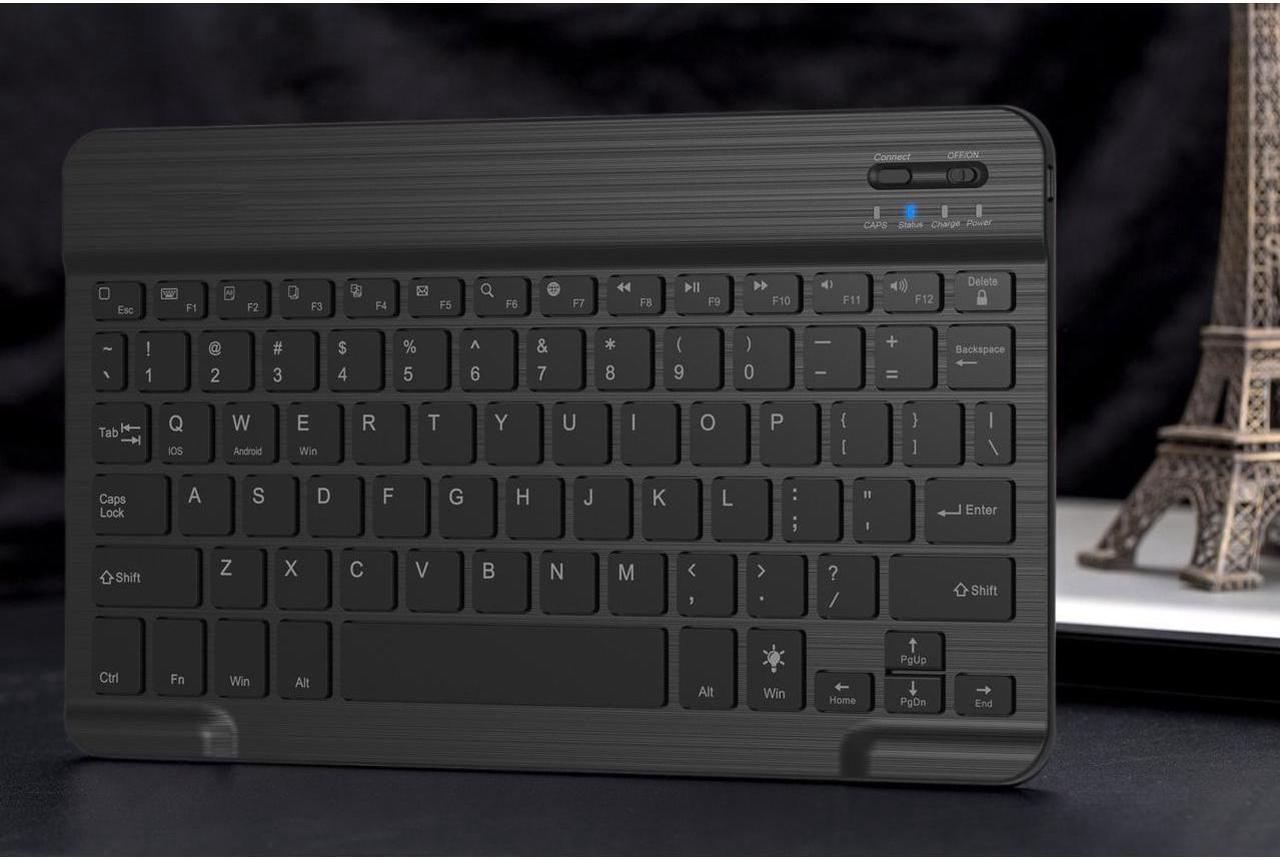 Alt view image 7 of 7 - WERLEO Universal Slim Portable Wireless Bluetooth 3.0 7 Colors Backlit Keyboard with Built in Rechargeable Battery Black