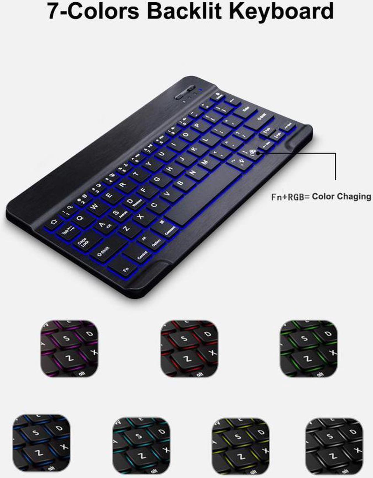 Alt view image 5 of 7 - WERLEO Universal Slim Portable Wireless Bluetooth 3.0 7 Colors Backlit Keyboard with Built in Rechargeable Battery Black