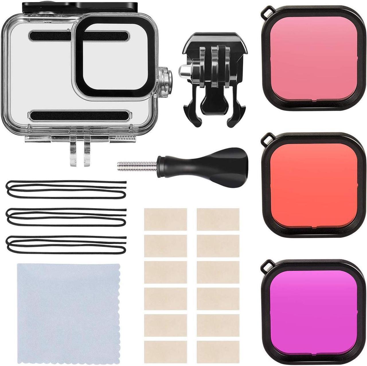 Alt view image 7 of 7 - Waterproof Housing Case Filter Kit for GoPro Hero 8 Black, Waterproof Case Diving Protective Housing + 3 Pack Dive Filter + 10 PCS Anti Fog Inserts Accessories for GoPro Action Camera
