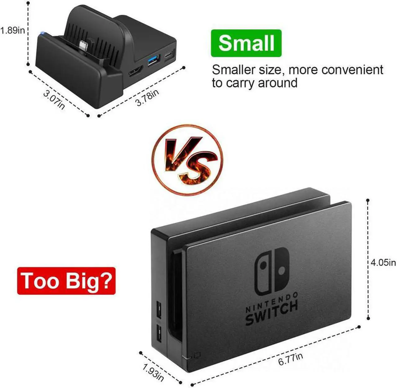 Alt view image 6 of 6 - Switch TV Dock Portable Charging Stand for Nintendo SwitchCompact Switch to HDMI AdapterMini Switch Docking Station with Extra USB 30 Port Replacement Charging Dock for Nintendo Switch