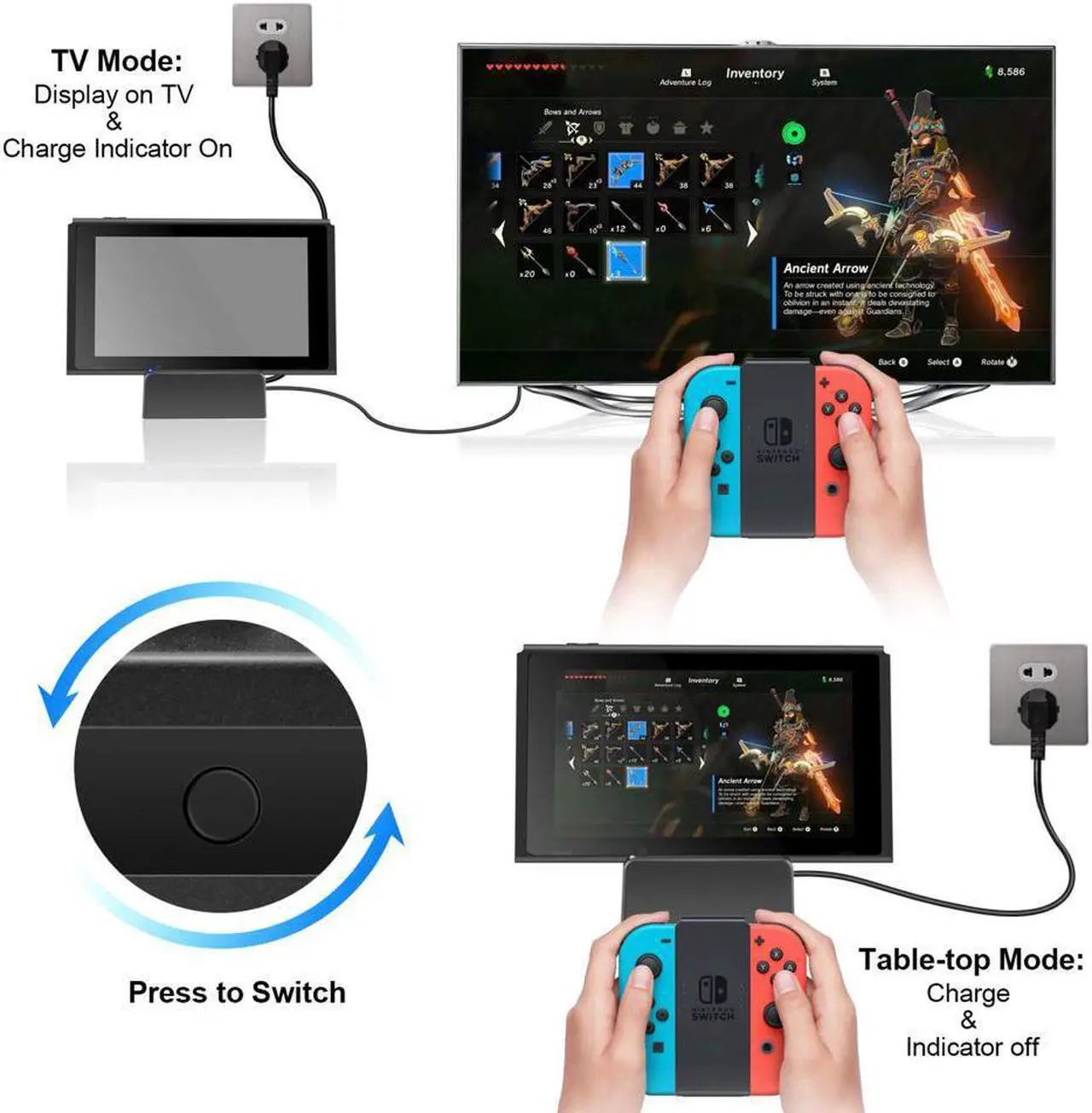 Alt view image 2 of 6 - Switch TV Dock Portable Charging Stand for Nintendo SwitchCompact Switch to HDMI AdapterMini Switch Docking Station with Extra USB 30 Port Replacement Charging Dock for Nintendo Switch