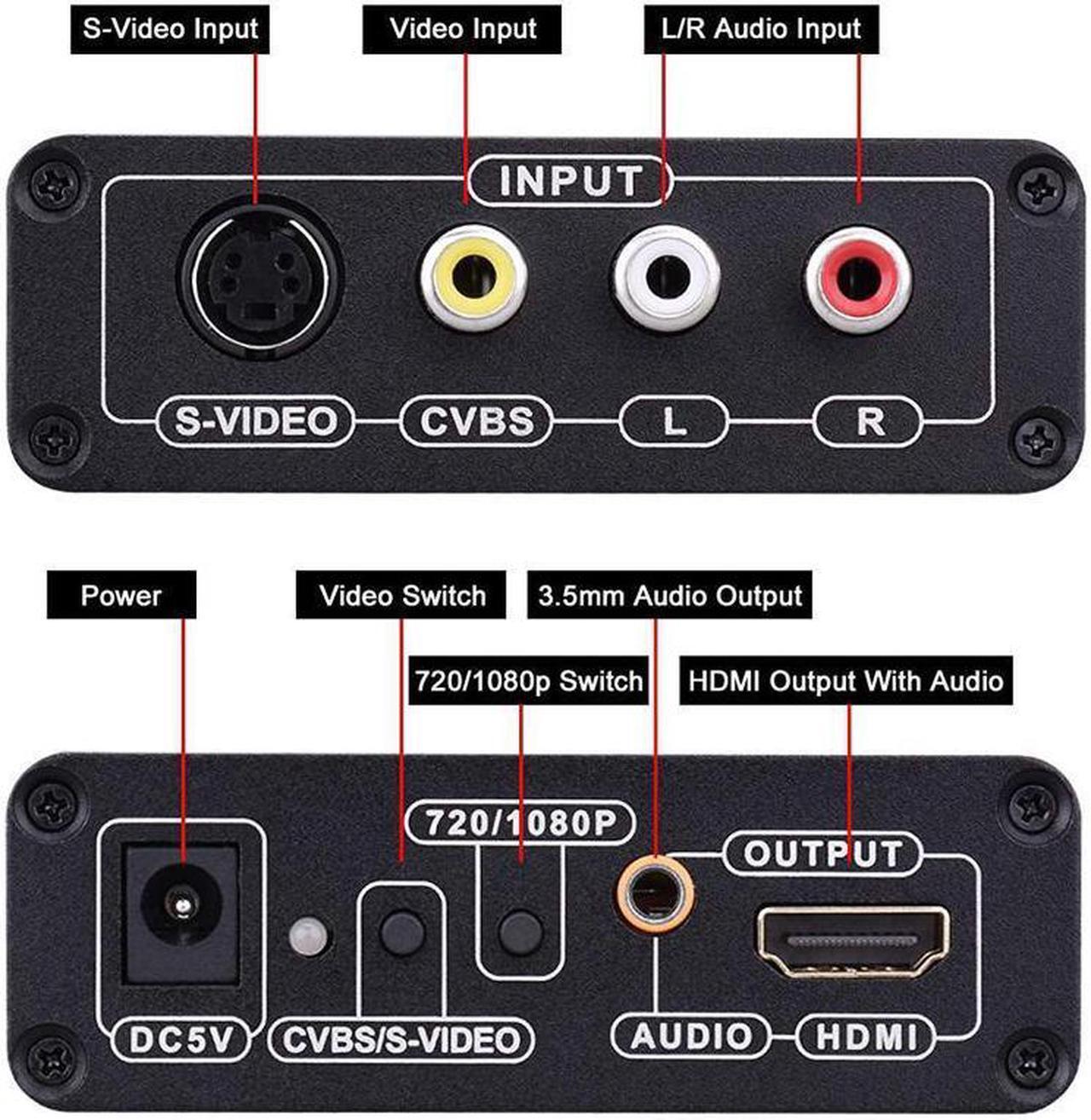 Alt view image 2 of 7 - 3RCA AV CVBS Composite & S-Video R/L Audio to HDMI Converter Adapter Support 720P/1080P for PS2 PS3 NES SNES Nintendo 64 HDTV