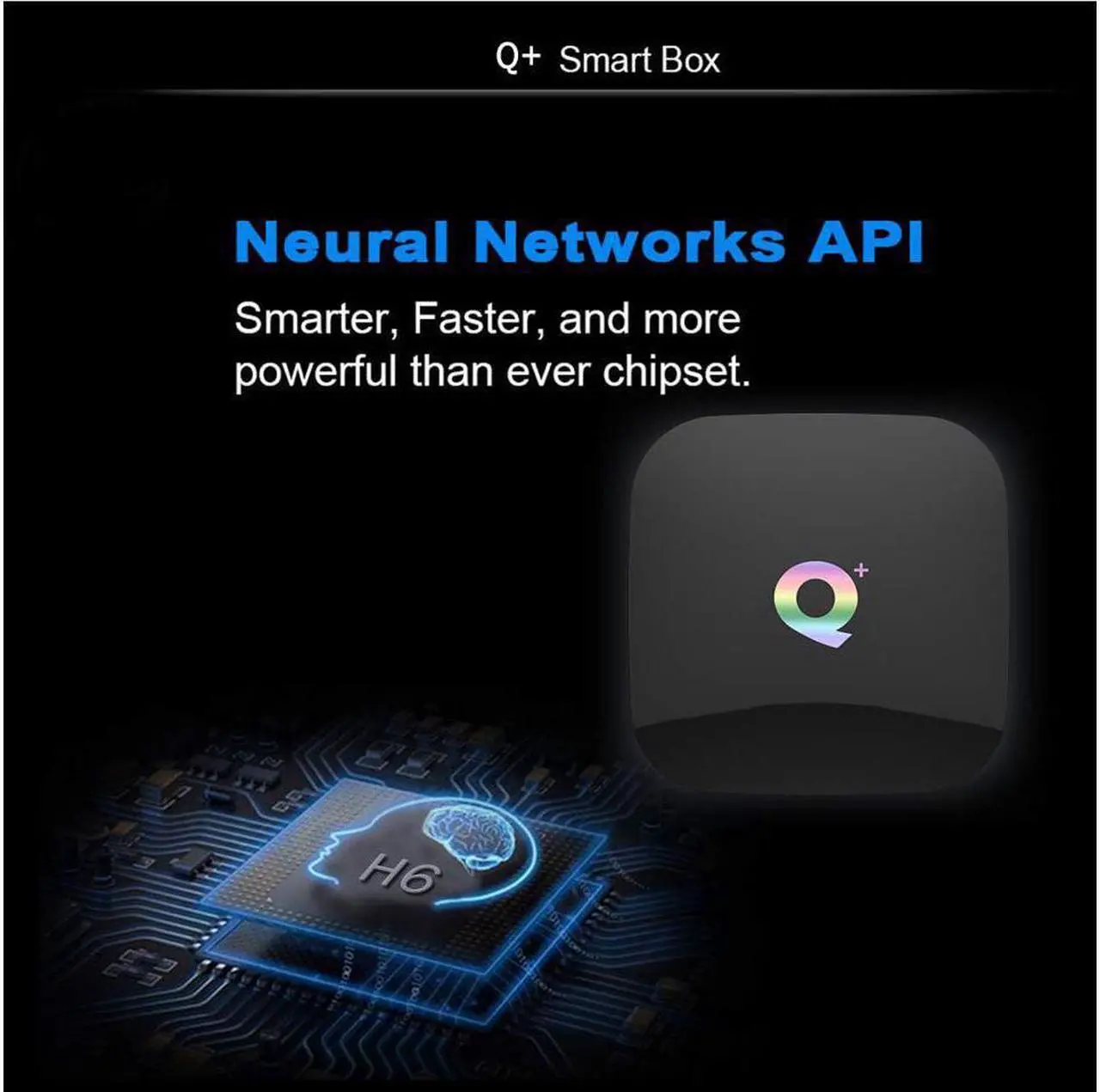 Alt view image 3 of 7 - Android 9.0 Smart TV Box, 4GB RAM 32GB ROM Q Plus H6 Quad-core cortex-A53 Frequency 2G Mali-T720MP2 WiFi 2.4GHz Support 6K H.265 HDMI 2.0 Output Ethernet RJ-45 with USB 3.0