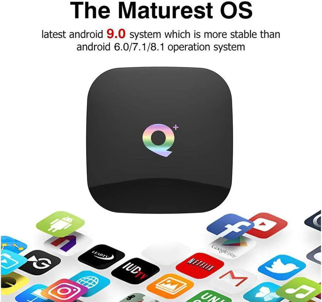 Alt view image 4 of 7 - Android 9.0 Smart TV Box, 4GB RAM 32GB ROM Q Plus H6 Quad-core cortex-A53 Frequency 2G Mali-T720MP2 WiFi 2.4GHz Support 6K H.265 HDMI 2.0 Output Ethernet RJ-45 with USB 3.0