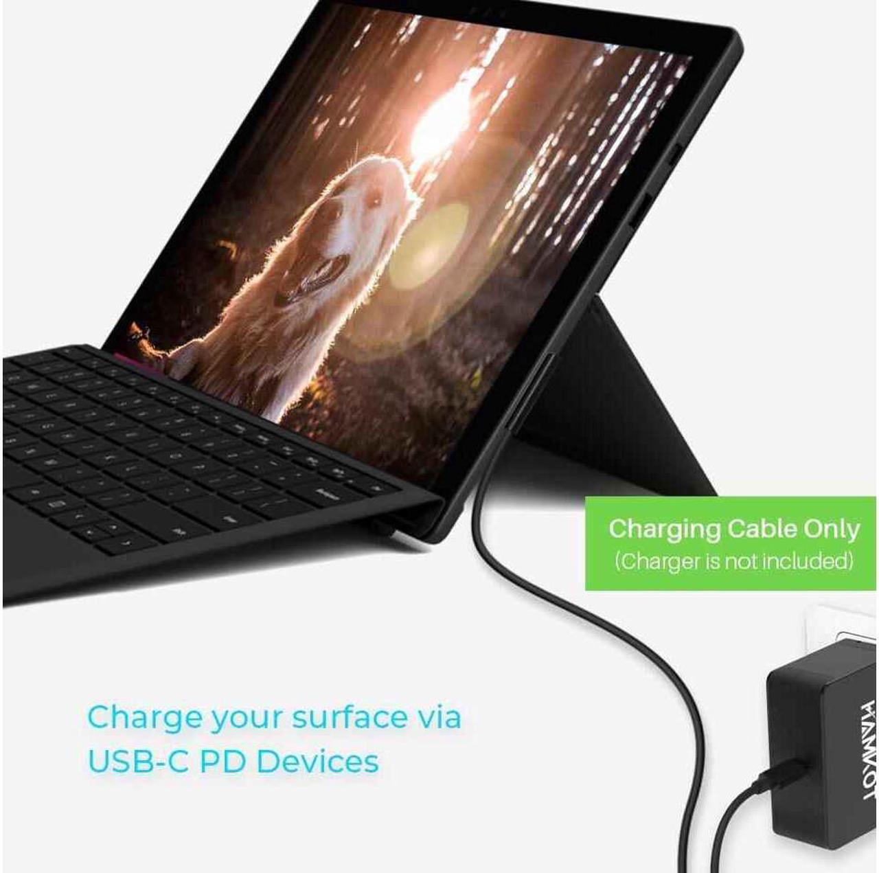 Alt view image 2 of 7 - Surface Connect to USB-C Charging Cable for Microsoft Surface Pro 7 6 5 4 3 / Surface Book 1 / Surface Laptop 1 / Laptop 2 / Surface Go Works with USB-C PD Charger 3A 15V - 5FT