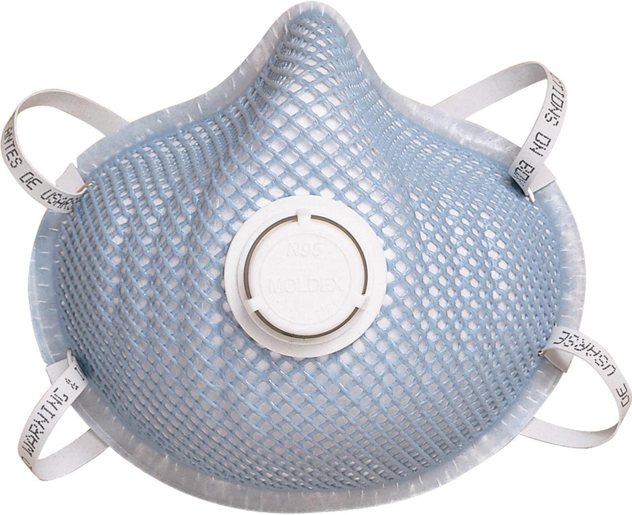 Alt view image 3 of 9 - Moldex N95 Disposable Respirator, Molded, Blue, Mask Size: S, 10PK Blue  2301N95