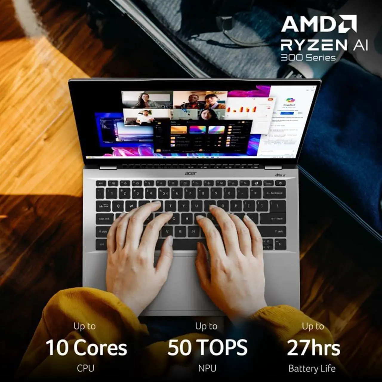 Alt view image 5 of 7 - Acer Swift 14 AI Copilot+ PC - 14" WUXGA Touch AMD Ryzen AI 9 365 16GB DDDR5X 1TB SSD AMD Radeon 880M Graphics Wi-Fi 7+BT5.4 W11- Excellent Recertified with 1 Year Acer Manufacturer Warranty