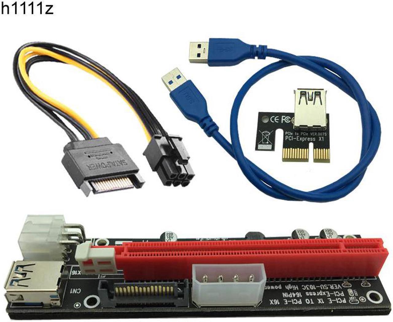 3.0 Extender Flexible Cable PCIE PCI-E PCI Express 1X to 16X Riser Card SATA 4Pin 6Pin Power for Bitcoin BTC Miner Mining