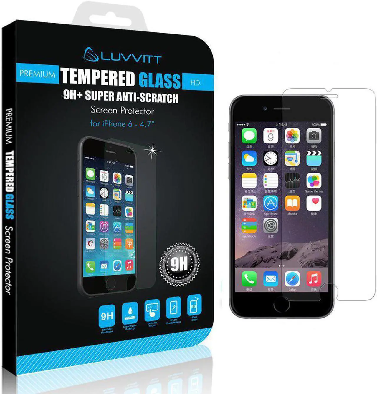 Main image of LUVVITT iPhone 6/6s Tempered Glass Screen Protector for iPhone 6/6s Fits Both Apple iPhone 6 (2014) and New iPhone 6S (2015) - Crystal Clear