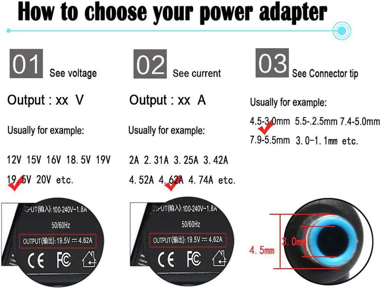 Alt view image 2 of 7 - 90W 19.5V 4.62A AC Adapter Laptop Charger for HP Envy Touchsmart Sleekbook 15 17 M6 M7 Series, HP Spectre X360 13 15, HP Pavilion 11 14 15 17 741727-001 740015-001 854117-850 Power Supply Cord Plug