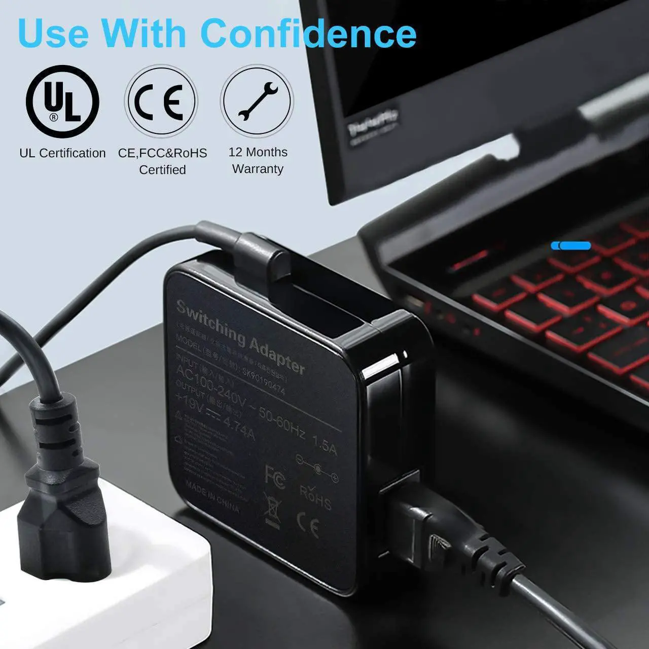 Alt view image 6 of 6 - Vanzer K55 K53E 90W AC Adapter Laptop Charger for Asus K55A X53E K55N A53E A55A K55VD K52F K50I K501U K50IJ K52J K53 K53SV K53TA K53U K55VM K60IJ K73E N53 N56V N56VJ N56DP N76 Laptop Power Supply