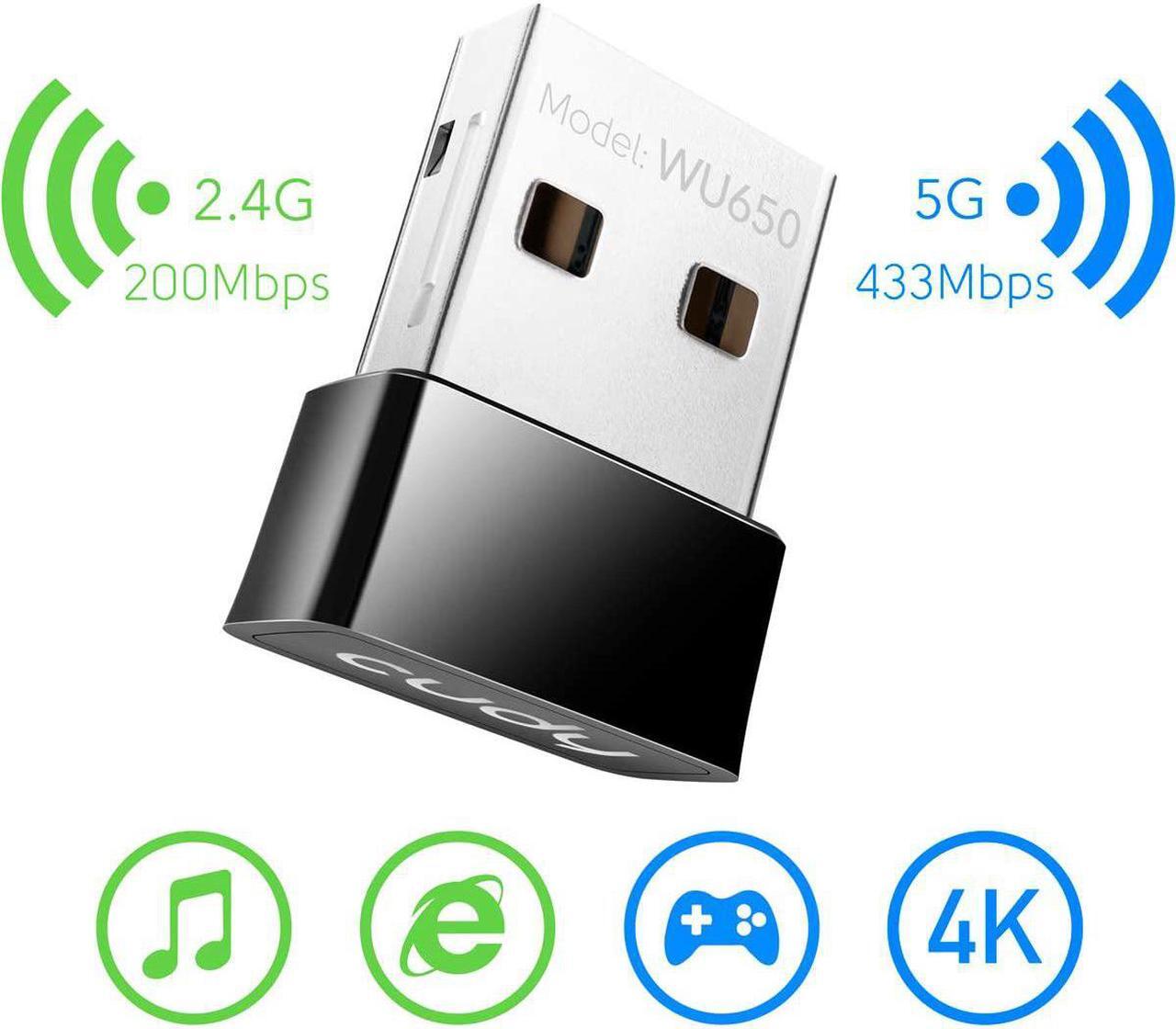Alt view image 2 of 7 - Cudy AC 650Mbps USB WiFi Adapter for PC, 5GHz/2.4GHz Wireless Dongle, WiFi Wireless Adapter for Laptop - Nano Size, Compatible with Windows XP / 7/8.x /10/11, Mac OS