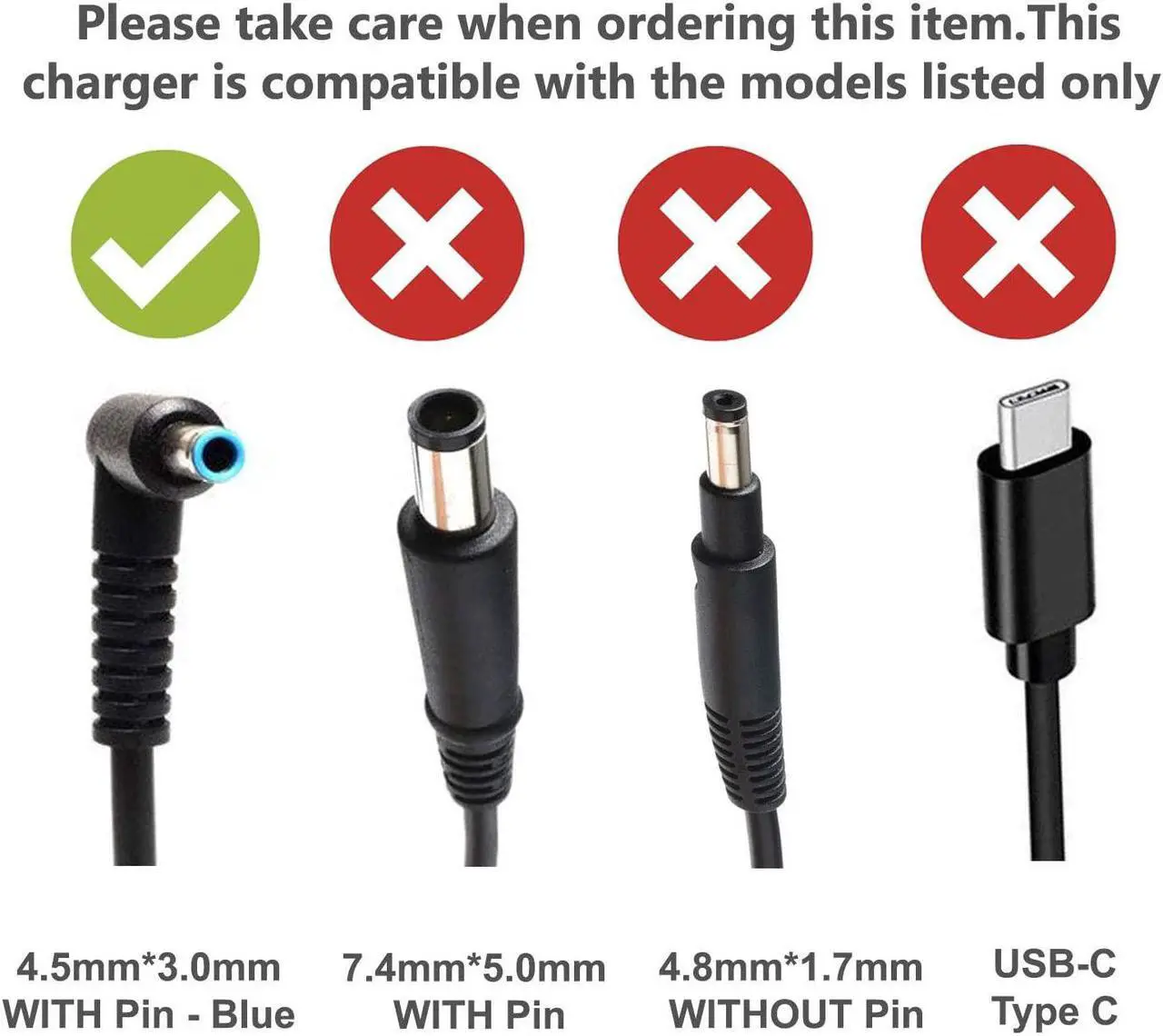 Alt view image 3 of 5 - Laptop Charger for 19.5V 2.31A HP Blue Tip 741727-001 853490-001 742436-001 854116-850 719309-001 A045R07DH 721092-001 740015-001 15-AF131DX 15-AY041WM Adapter Power Supply