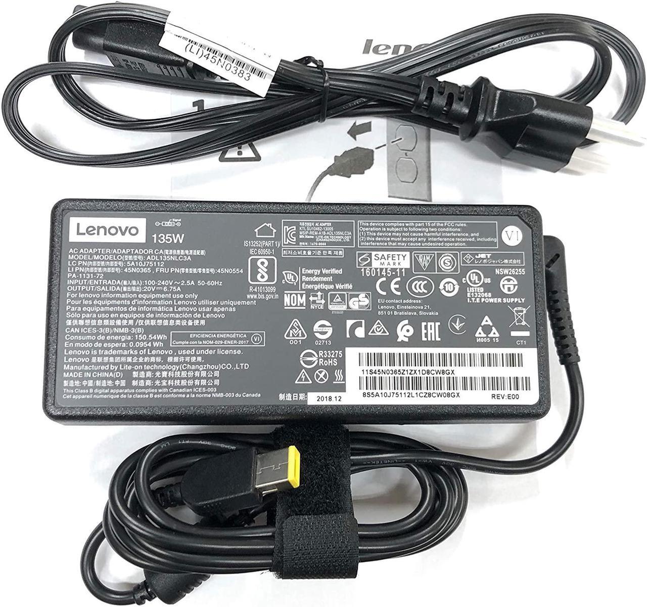 Lenovo 20V 6.7A 135W Slim Tip AC Adapter for Lenovo IdeaPad Y40-70 Y50-70 Y70-70, ThinkPad T440P T450P T460P T530 T540 T560 W510 ADL135NDC3A