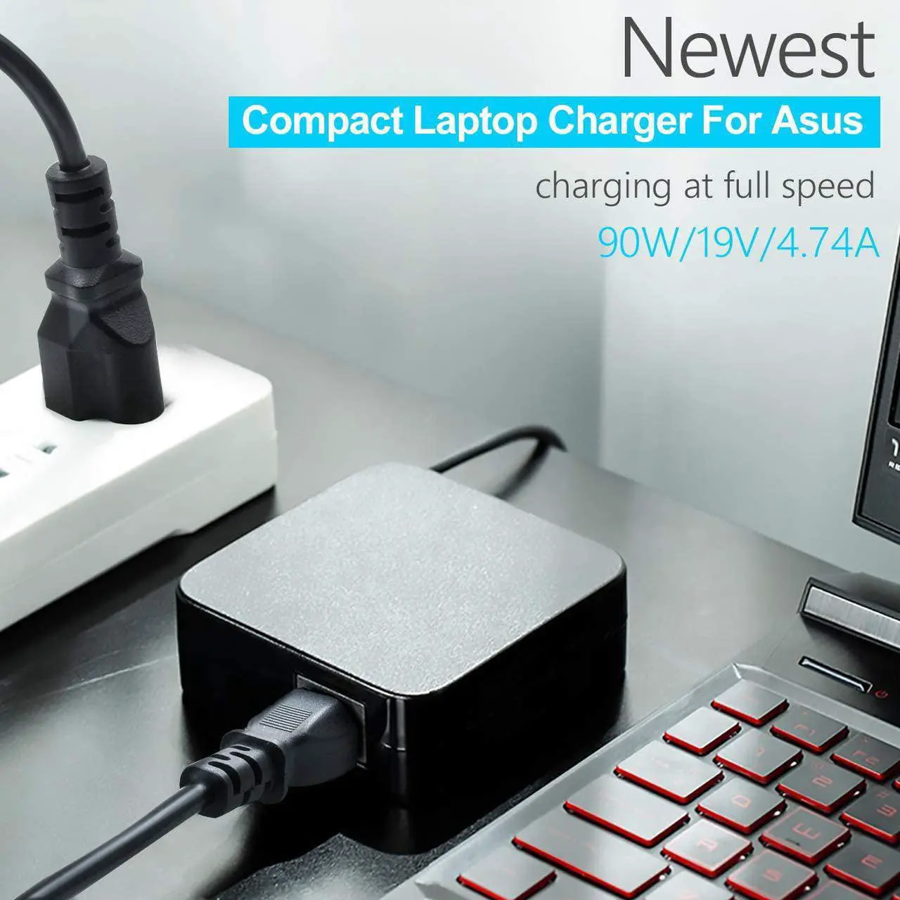 Alt view image 2 of 6 - Vanzer K55 K53E 90W AC Adapter Laptop Charger for Asus K55A X53E K55N A53E A55A K55VD K52F K50I K501U K50IJ K52J K53 K53SV K53TA K53U K55VM K60IJ K73E N53 N56V N56VJ N56DP N76 Laptop Power Supply