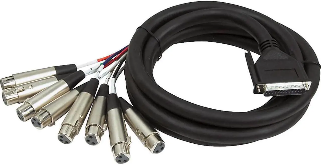 Alt view image 8 of 11 - Hosa DTF-803 9 ft. (3m) 8-channel, DB-25 to 3-pin XLR Female Snake