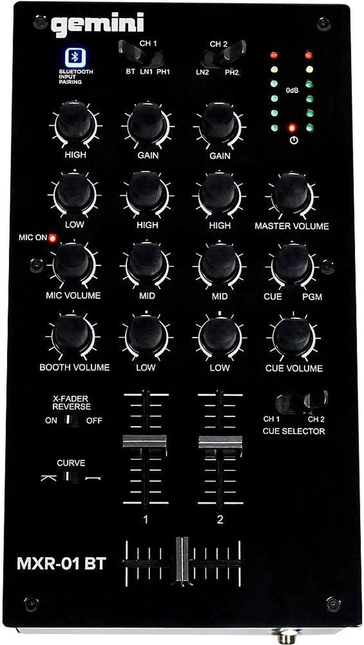 Alt view image 18 of 20 - Gemini MXR-01BT 2-Channel Professional DJ Mixer with Wireless Bluetooth