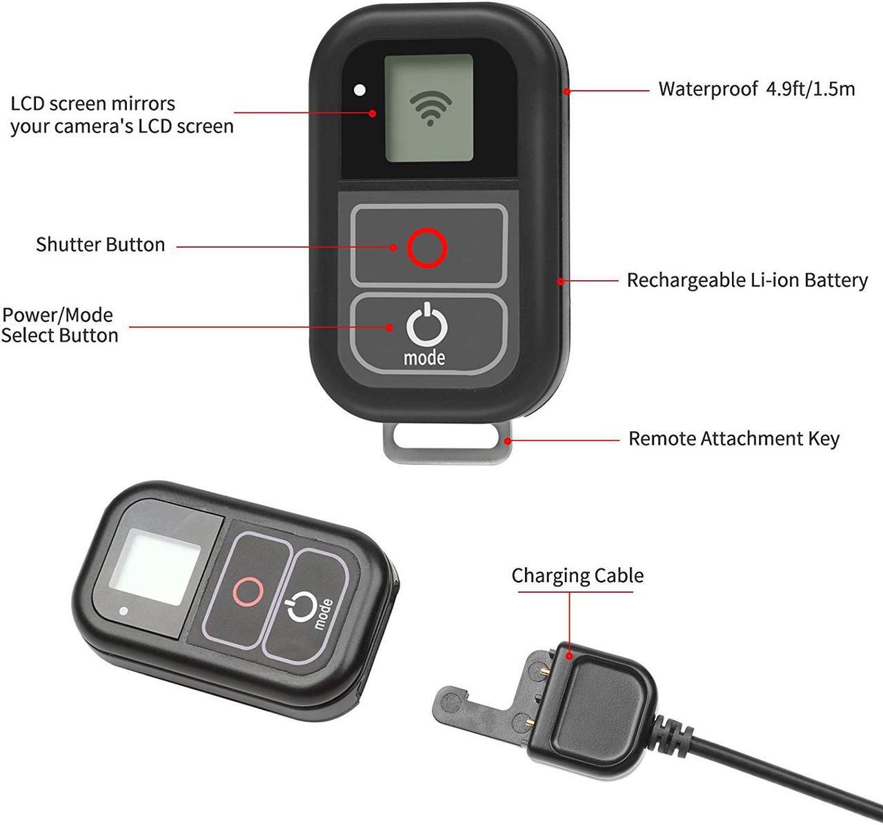 Alt view image 2 of 7 - Waterproof Smart Remote Control for GoPro Hero 8 7 Black 6 5 4 3 3+ 2 1 Hero + LCD 4 Session 5 Session LCD Screen Wi-Fi Wirless Built-in 500mah Battery Must Have Accessories