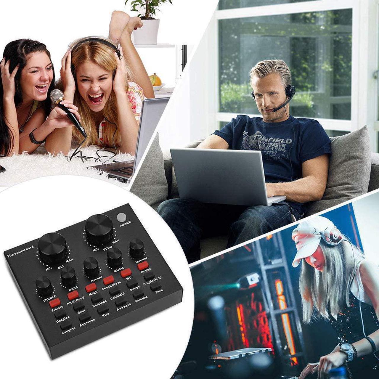 Alt view image 6 of 7 - Live Sound Card V8 Voice Changer Dual DSP Noise Reduction Chip Audio Mixer Multiple Funny Effects for Phone Computer Game Ipad Karaoke Streamer Recording Black