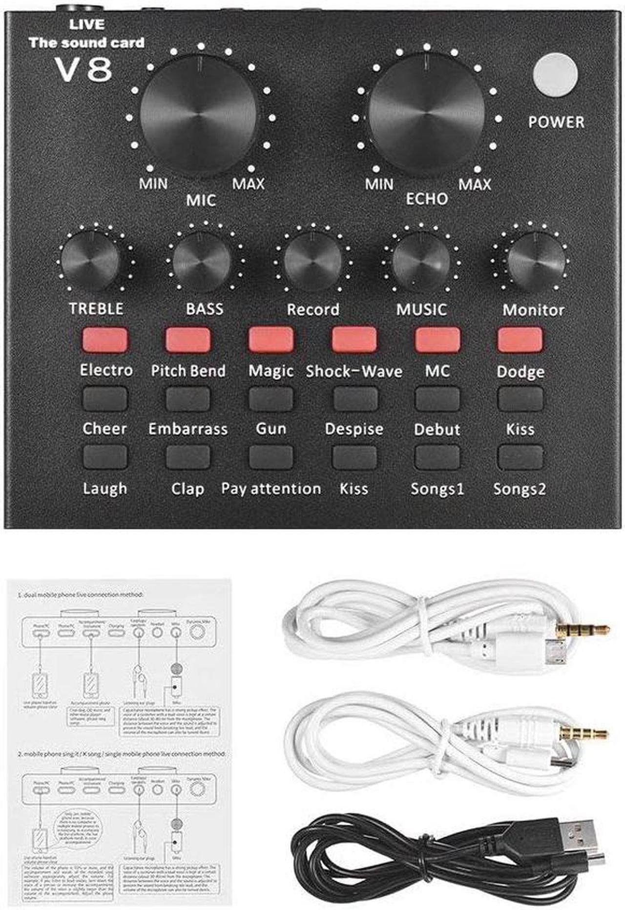 Alt view image 7 of 7 - Live Sound Card V8 Voice Changer Dual DSP Noise Reduction Chip Audio Mixer Multiple Funny Effects for Phone Computer Game Ipad Karaoke Streamer Recording Black