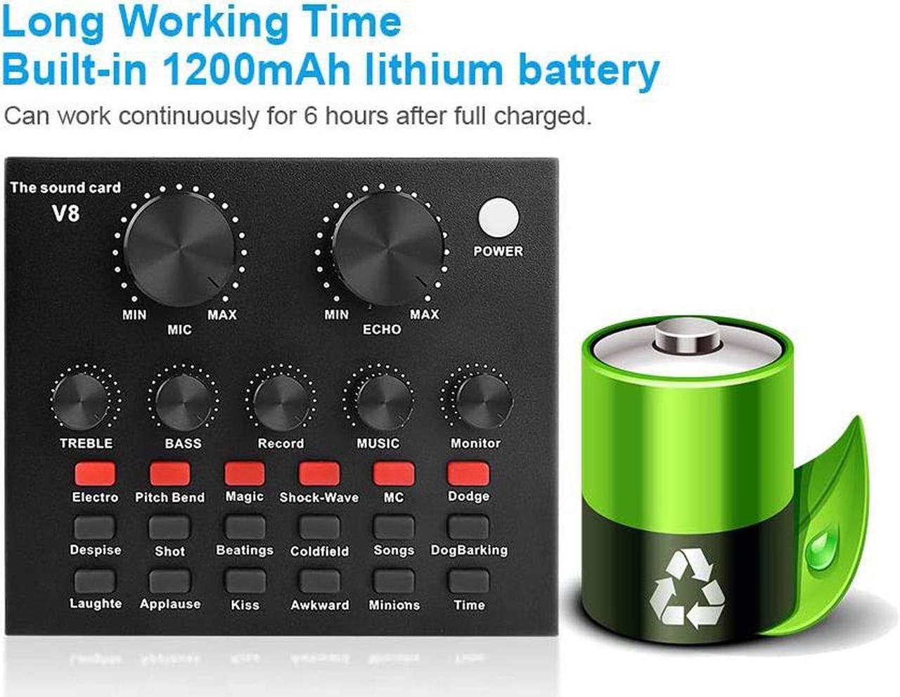 Alt view image 7 of 7 - Live Sound Card Portable Mobile Audio Mixer, Karaoke Sound Mixer Recording Sound Card for Live Broadcast K Songs Recording Voice Chatting