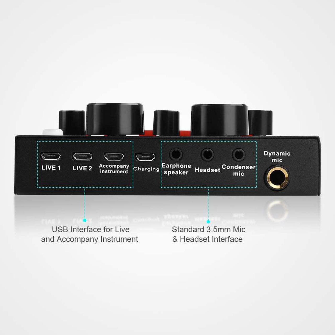 Alt view image 5 of 7 - Live Sound Card Portable Mobile Audio Mixer, Karaoke Sound Mixer Recording Sound Card for Live Broadcast K Songs Recording Voice Chatting