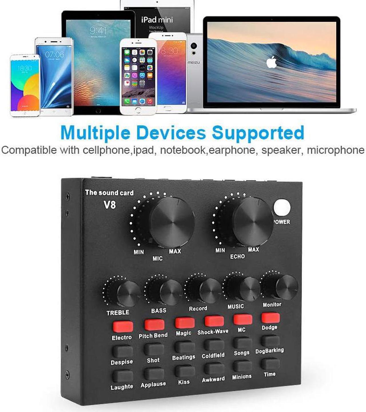 Alt view image 3 of 7 - Live Sound Card Portable Mobile Audio Mixer, Karaoke Sound Mixer Recording Sound Card for Live Broadcast K Songs Recording Voice Chatting