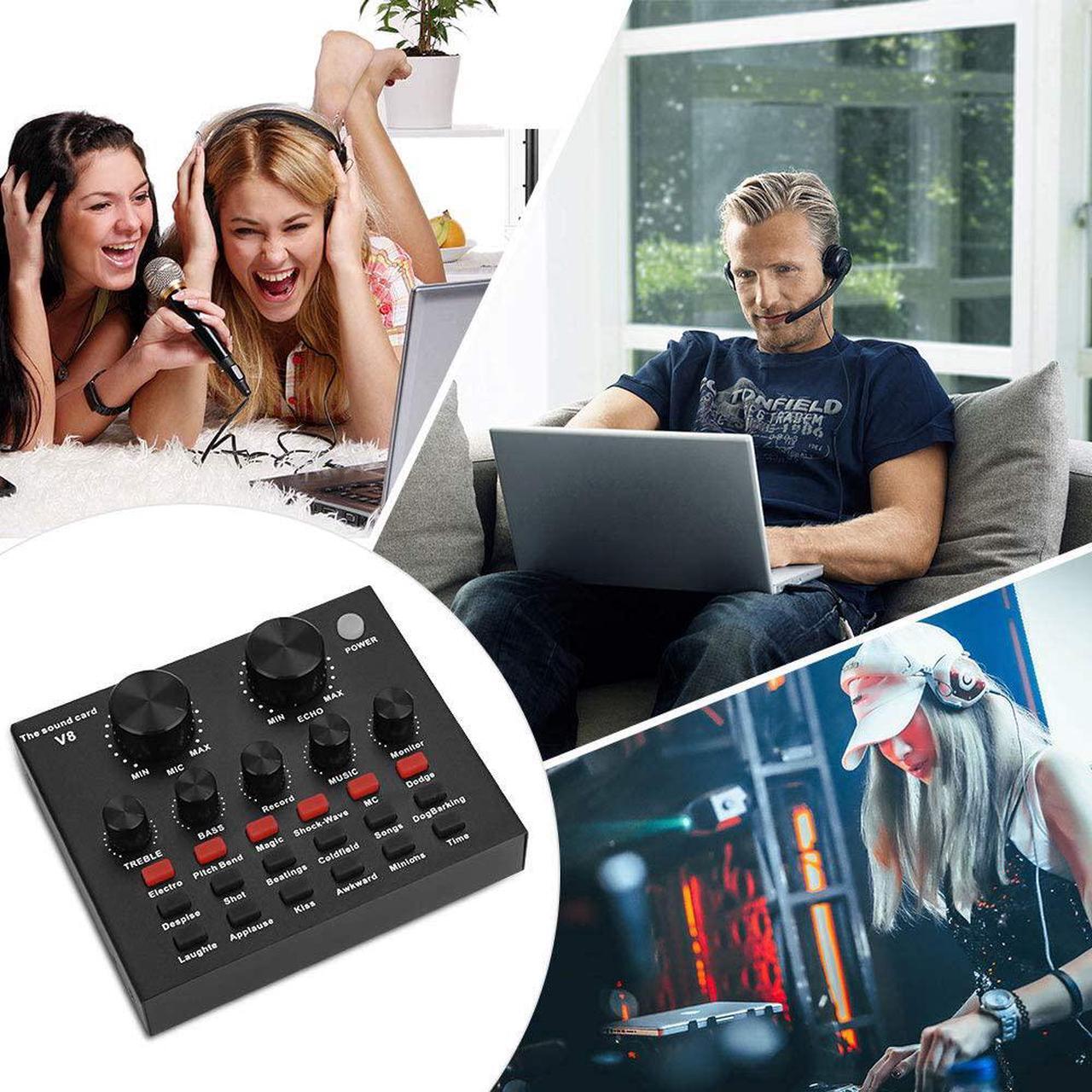 Alt view image 2 of 7 - Live Sound Card Portable Mobile Audio Mixer, Karaoke Sound Mixer Recording Sound Card for Live Broadcast K Songs Recording Voice Chatting