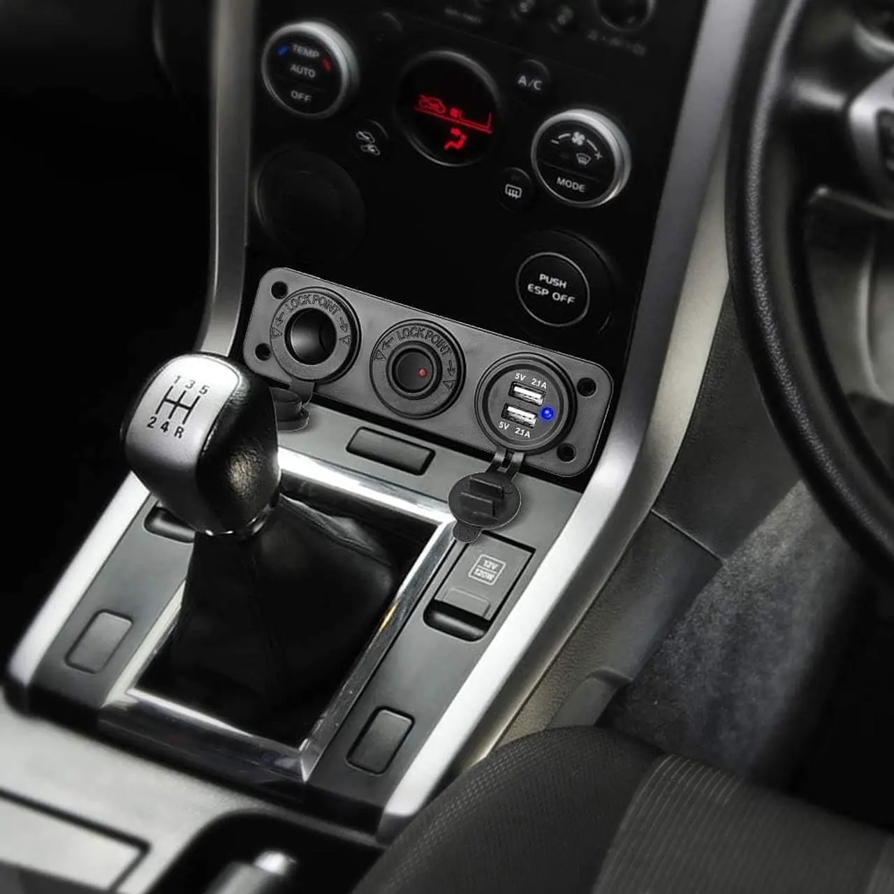 Alt view image 7 of 7 - Dual USB Socket Charger 2.1A & 2.1A with LED Power Indicator + 12V Power Outlet Cigarette Lighter Socket + ON-Off Toggle Switch Triple Function Panel for Car Boat Marine Vehicles