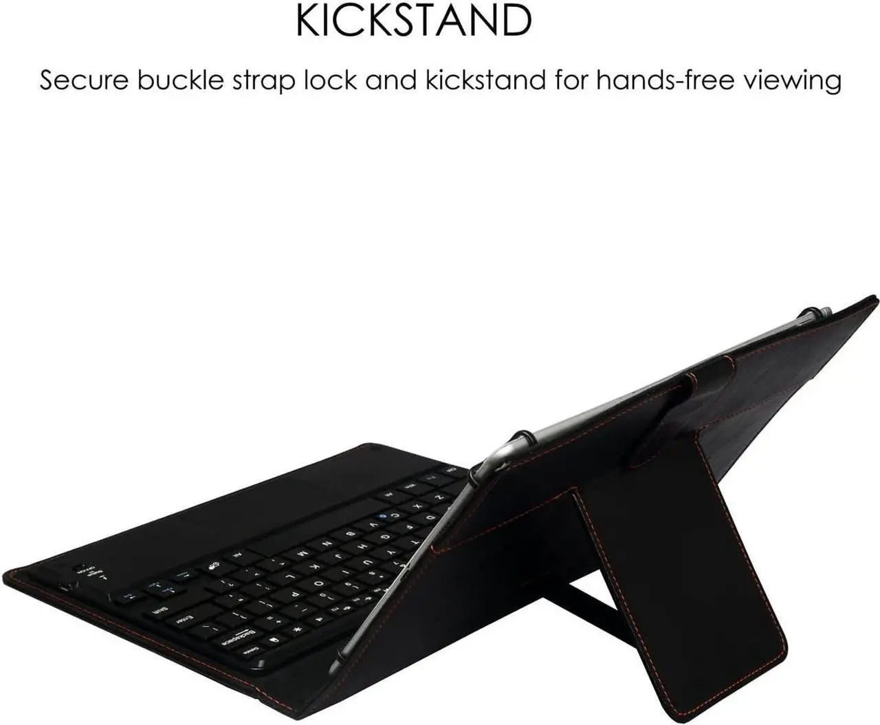 Alt view image 2 of 7 - Touchpad Executive Keyboard Case for 7 inch - 8 inch Tablets | 2-in-1 Universal Bluetooth Wireless Keyboard & Leather Folio Cover Black