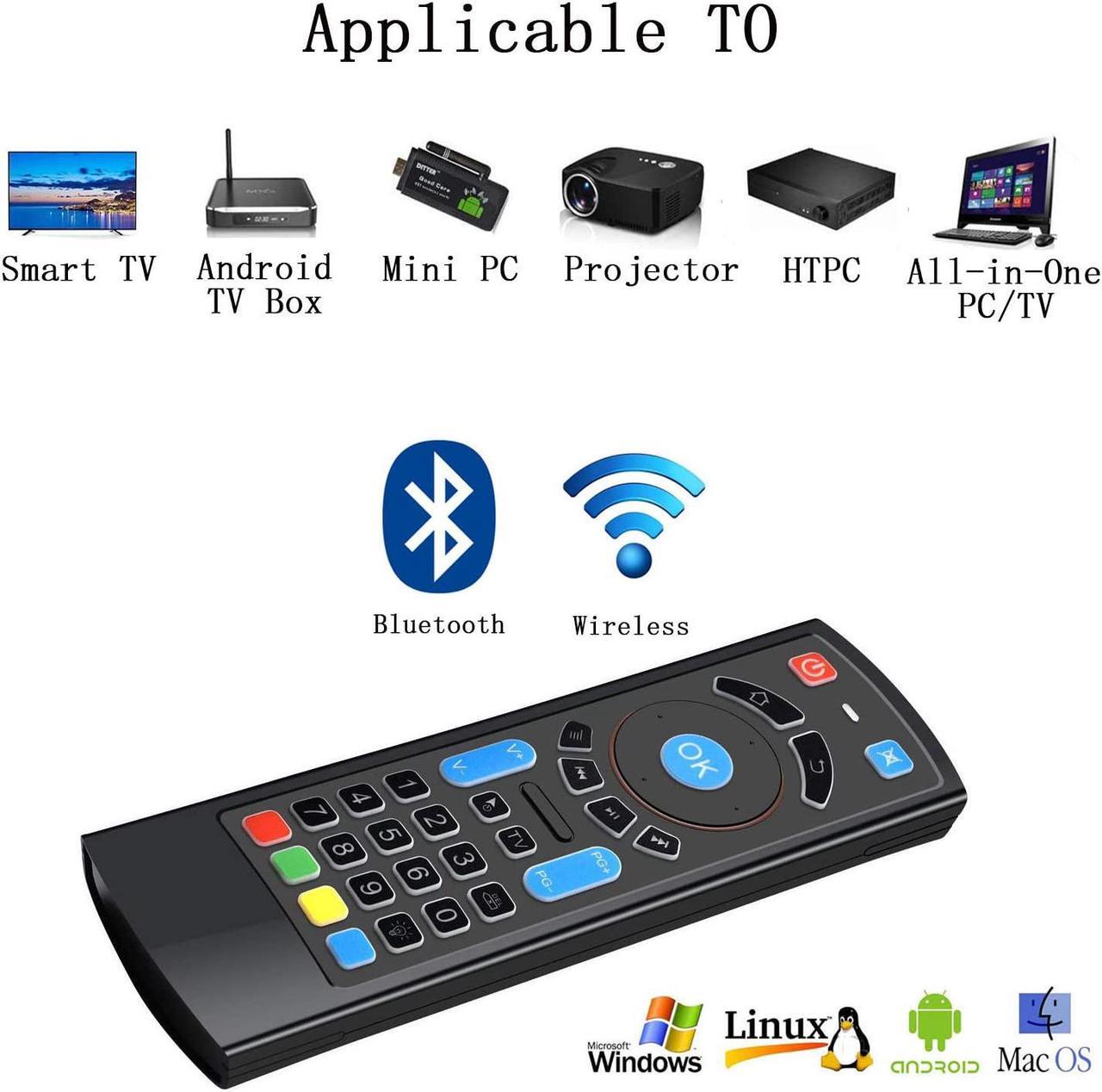 Alt view image 5 of 7 - Updated Bluetooth Air Mouse for Android tv Box, Mini Wireless Keyboard Air TV Remote Mouse Control with Backlit CR3 for Android TV Box, Mini PC, Smart TV, HTPC, All-in-One PC/TV