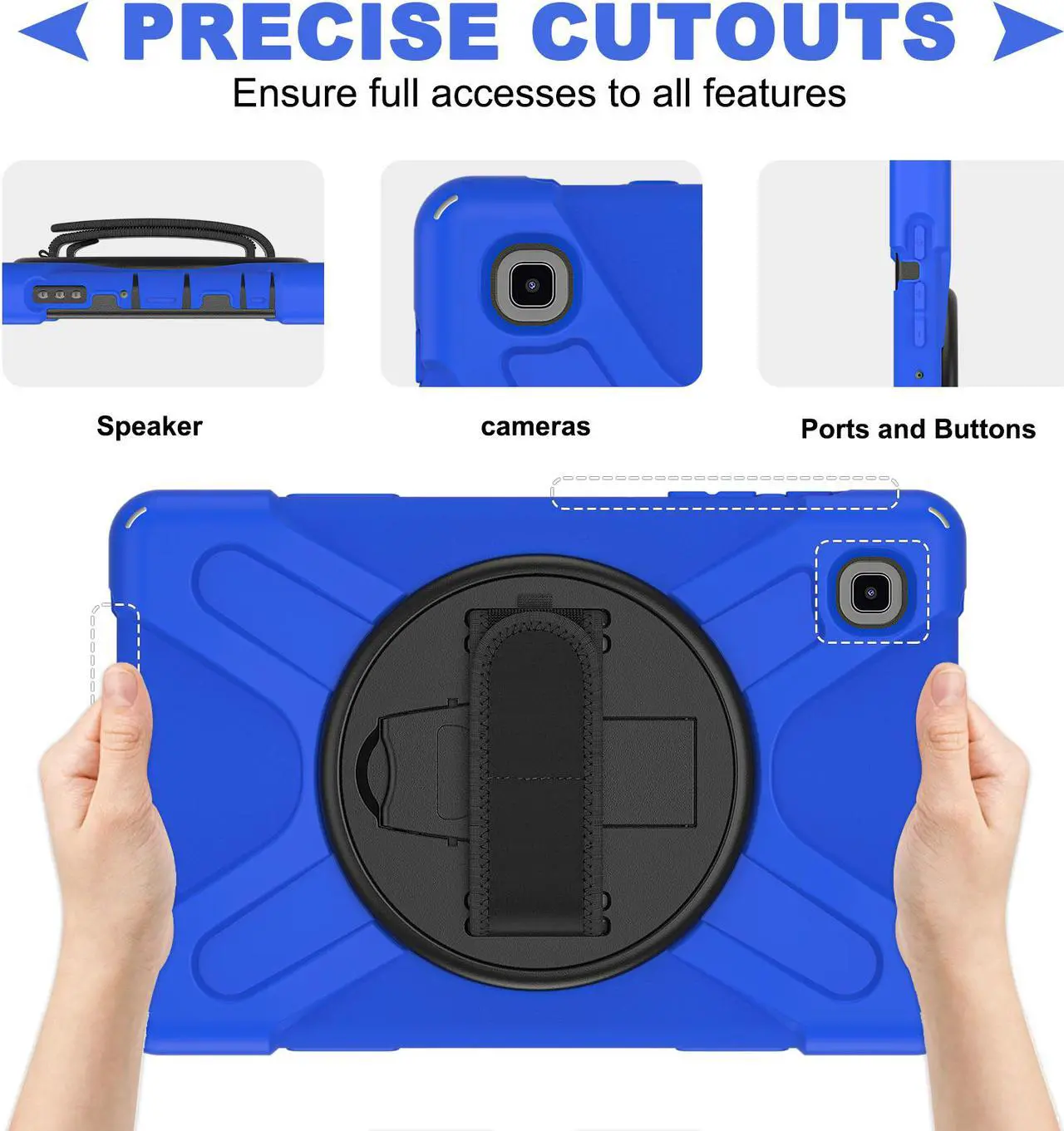Alt view image 3 of 6 - Galaxy Tab A7 Lite Case, Heavy Duty Rugged Shockproof Case with Adjustable Hand Strap, Carrying Shoulder Strap, Rotating Kickstand for Samsung galaxy Tab A7 Lite 8.7 inch 2021 Model SM-T220 SM-T225