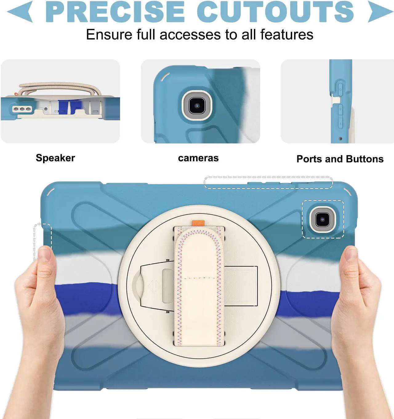 Alt view image 3 of 6 - Galaxy Tab A7 Lite Case, Heavy Duty Rugged Shockproof Case with Adjustable Hand Strap, Carrying Shoulder Strap, Rotating Kickstand for Samsung galaxy Tab A7 Lite 8.7 inch 2021 Model SM-T220 SM-T225