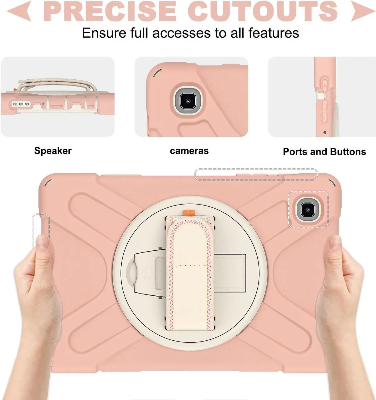 Alt view image 4 of 7 - Galaxy Tab A7 Lite Case, Heavy Duty Rugged Shockproof Case with Adjustable Hand Strap, Carrying Shoulder Strap, Rotating Kickstand for Samsung galaxy Tab A7 Lite 8.7 inch 2021 Model SM-T220 SM-T225