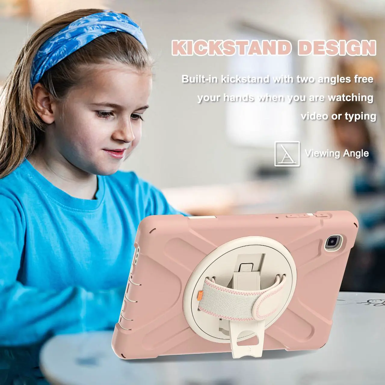 Alt view image 5 of 7 - Galaxy Tab A7 Lite Case, Heavy Duty Rugged Shockproof Case with Adjustable Hand Strap, Carrying Shoulder Strap, Rotating Kickstand for Samsung galaxy Tab A7 Lite 8.7 inch 2021 Model SM-T220 SM-T225