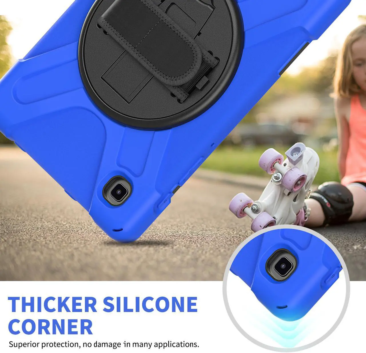 Alt view image 5 of 6 - Galaxy Tab A7 Lite Case, Heavy Duty Rugged Shockproof Case with Adjustable Hand Strap, Carrying Shoulder Strap, Rotating Kickstand for Samsung galaxy Tab A7 Lite 8.7 inch 2021 Model SM-T220 SM-T225