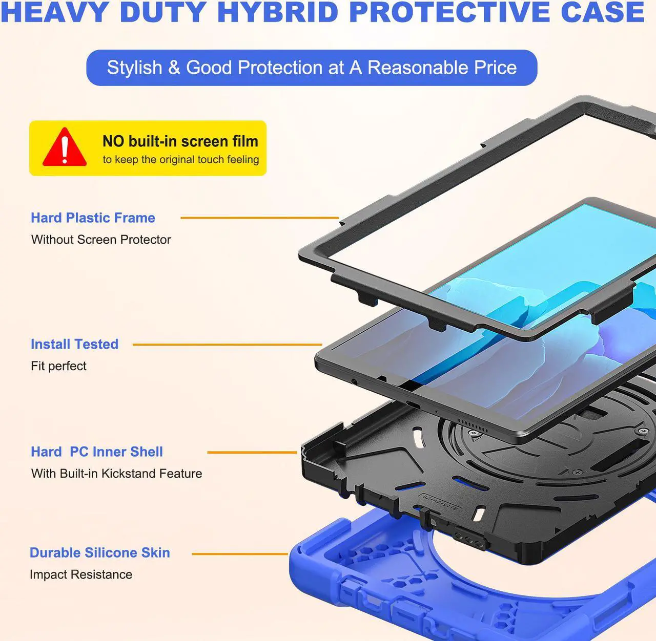Alt view image 6 of 6 - Galaxy Tab A7 Lite Case, Heavy Duty Rugged Shockproof Case with Adjustable Hand Strap, Carrying Shoulder Strap, Rotating Kickstand for Samsung galaxy Tab A7 Lite 8.7 inch 2021 Model SM-T220 SM-T225
