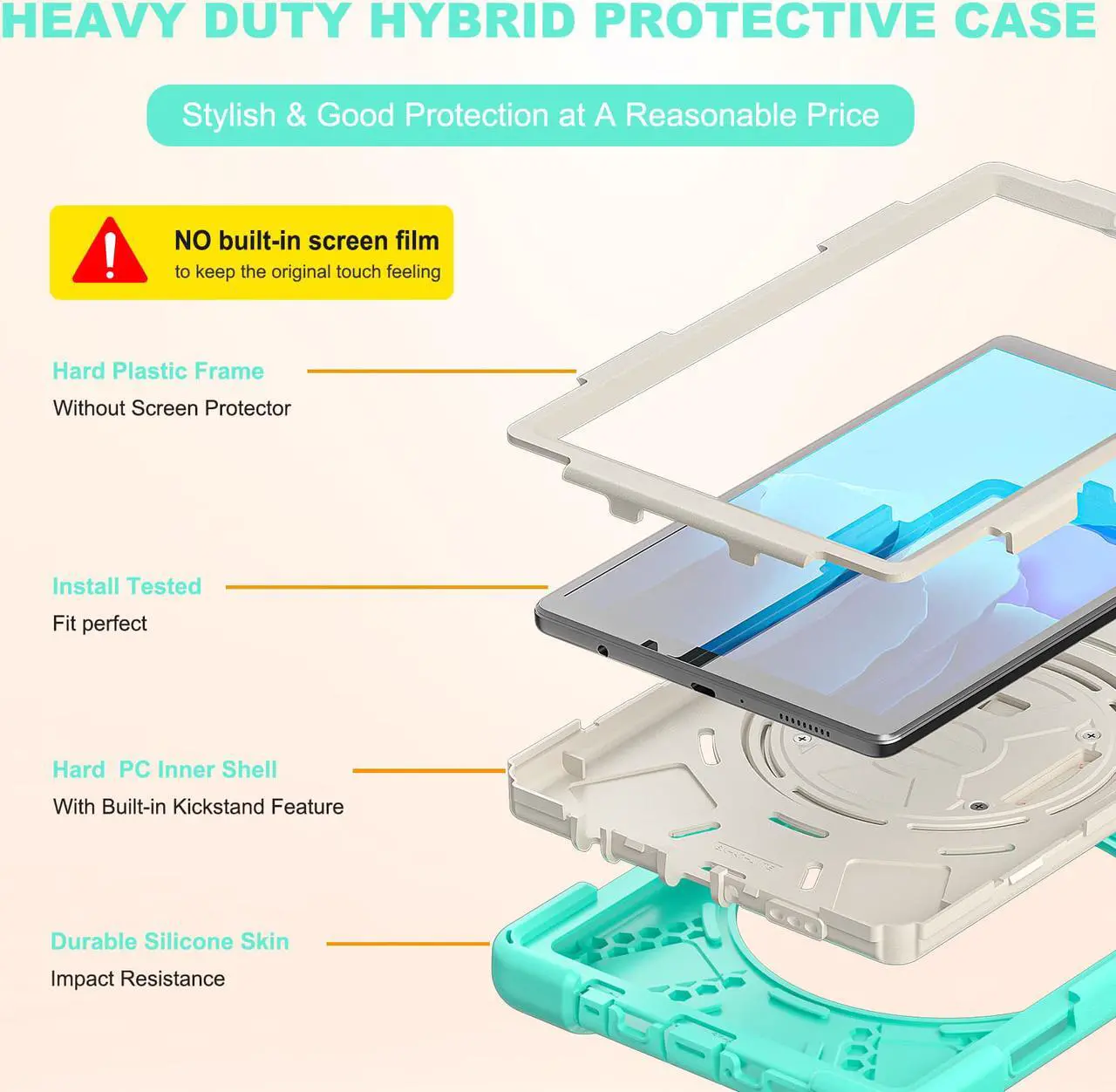 Alt view image 7 of 7 - Galaxy Tab A7 Lite Case, Heavy Duty Rugged Shockproof Case with Adjustable Hand Strap, Carrying Shoulder Strap, Rotating Kickstand for Samsung galaxy Tab A7 Lite 8.7 inch 2021 Model SM-T220 SM-T225