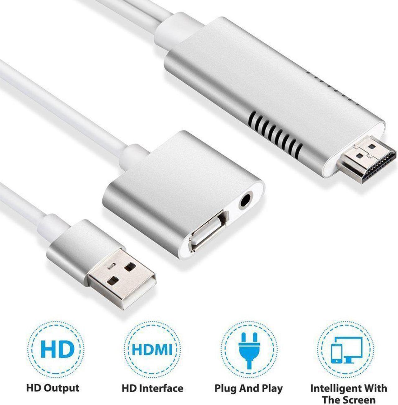 Lightning to HDMI Cable for IOS Android 3-in-1 Lightning / Micro USB / Type-C to HDMI Adapter 1080P Digital AV Adapter HDTV MHL Cable Support iPhone iPad Android Smartphones on HDTV Projector