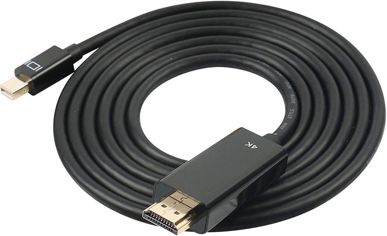 Main image of 4K Thunderbolt Mini Displayport to HDMI 6 Feet Cable with Audio Mini DP Display Port to HDMI Adapter Converter Gold Plated Cord for MacBook Air Mac Mini Microsoft Surface Pro 3 Pro 4