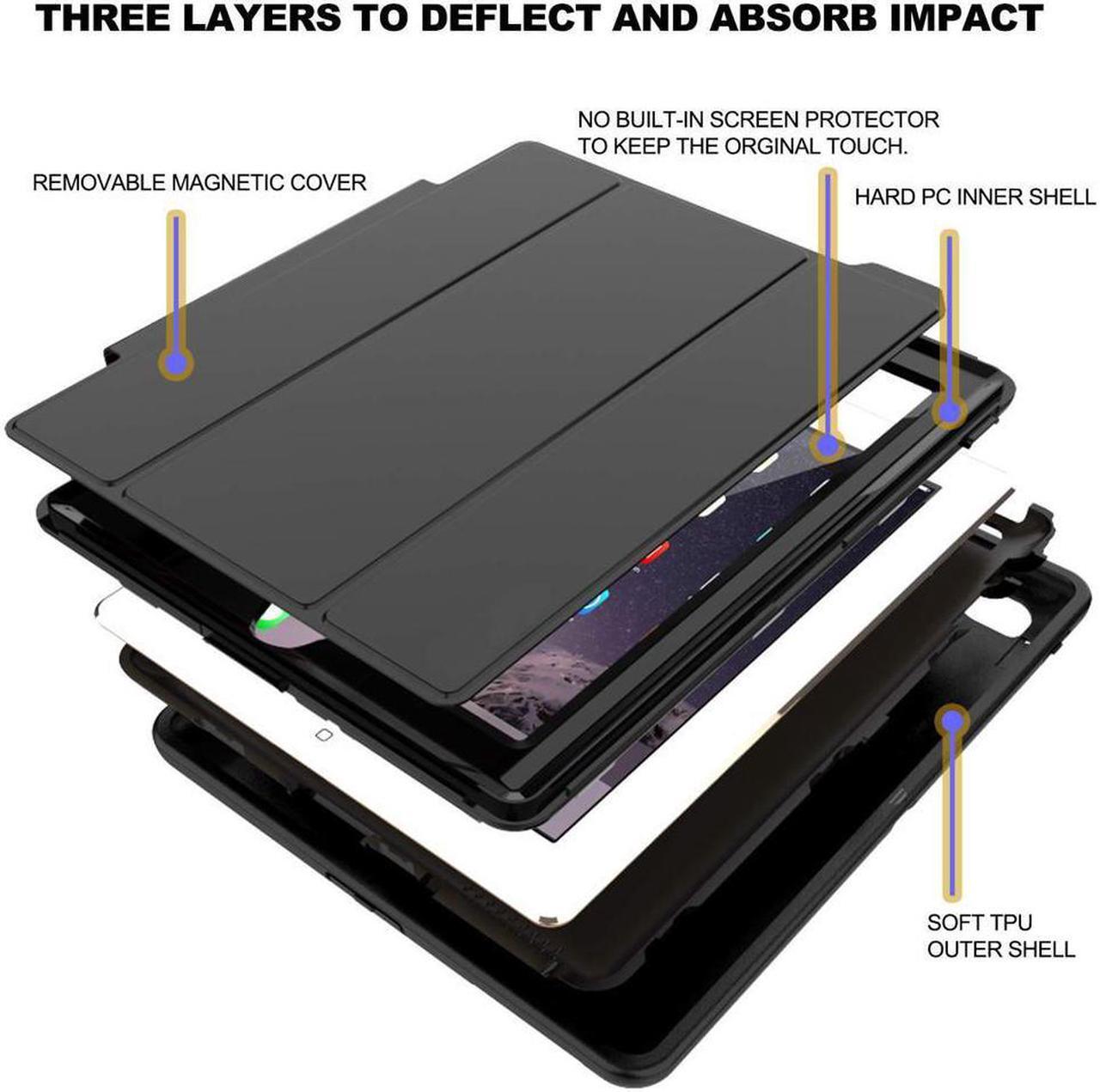 Alt view image 3 of 7 - iPad 2 3 4 Case Three Layer Drop Protection Rugged Protective Heavy Duty iPad 4 Case Smart Cover with Auto Wake Sleep Function Magnetic Stand Cover for Apple iPad 2 iPad 3 iPad 4