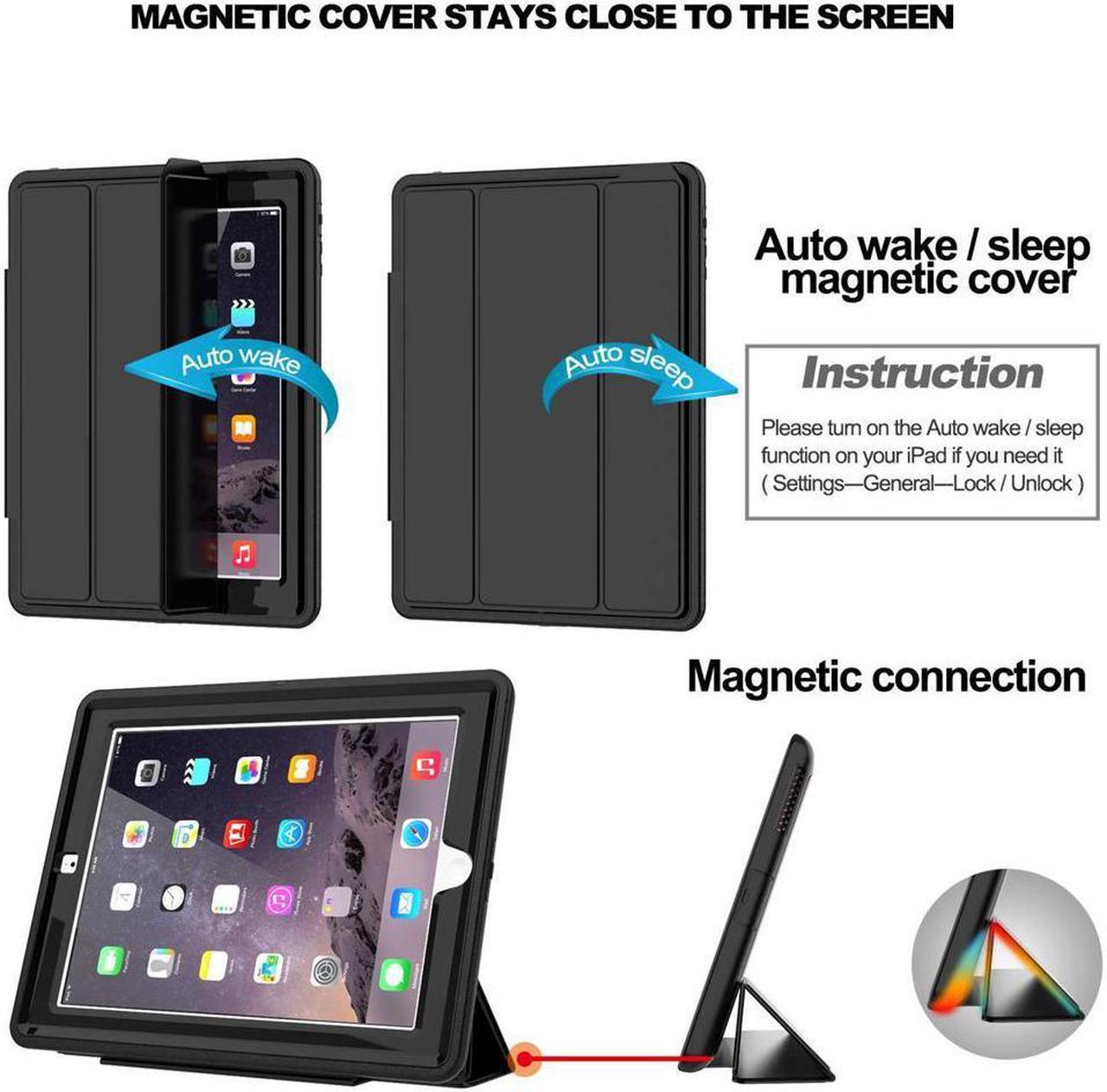 Alt view image 4 of 7 - iPad 2 3 4 Case Three Layer Drop Protection Rugged Protective Heavy Duty iPad 4 Case Smart Cover with Auto Wake Sleep Function Magnetic Stand Cover for Apple iPad 2 iPad 3 iPad 4