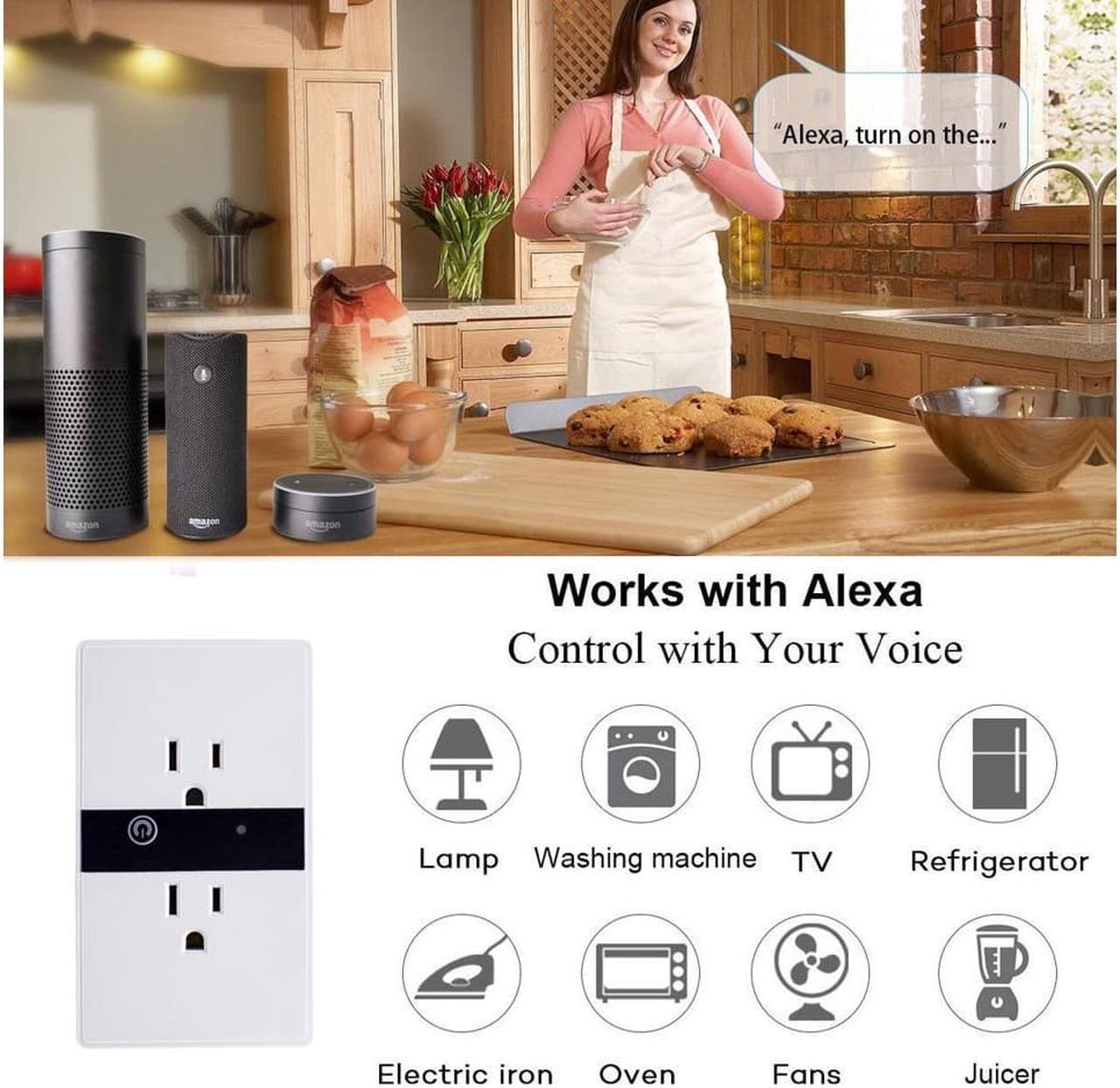 Alt view image 5 of 7 - Smart Wall Outlet Plug Duplex Receptacle Switch Wireless Wi-Fi In-Wall Socket with Timing Function Work with Amazon Alexa Echo Google Home Remote Control Lighting Appliance (Android 4.1 iOS 8.0 Above)