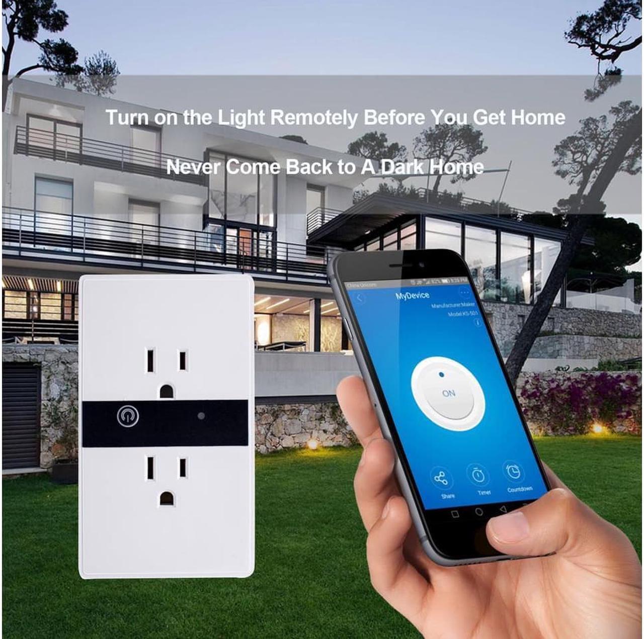 Alt view image 7 of 7 - Smart Wall Outlet Plug Duplex Receptacle Switch Wireless Wi-Fi In-Wall Socket with Timing Function Work with Amazon Alexa Echo Google Home Remote Control Lighting Appliance (Android 4.1 iOS 8.0 Above)