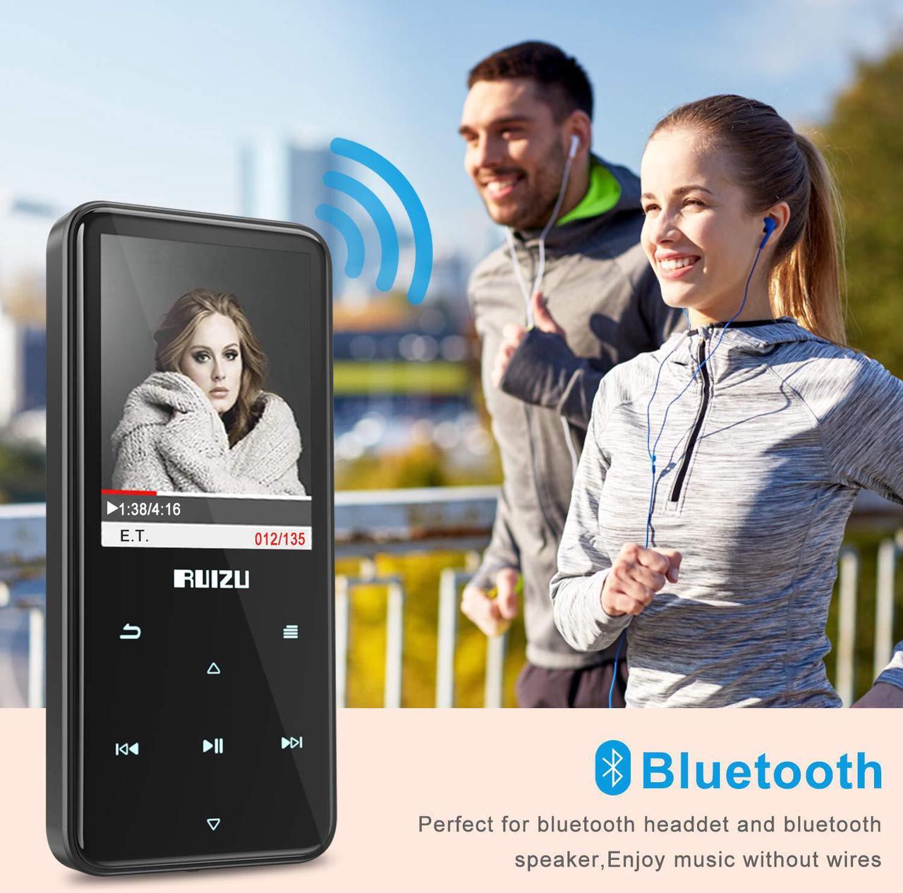 Alt view image 2 of 7 - RUIZU MP3 Player with Bluetooth 4.1 16GB Portable Lossless Sound MP4 Music Player with Touch Button 2.4'' Screen FM Radio Voice Recorder Video Playback Build-in Speaker  Support Up to 128 GB