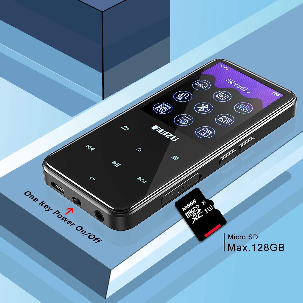 Alt view image 6 of 7 - RUIZU MP3 Player with Bluetooth 4.1 16GB Portable Lossless Sound MP4 Music Player with Touch Button 2.4'' Screen FM Radio Voice Recorder Video Playback Build-in Speaker  Support Up to 128 GB