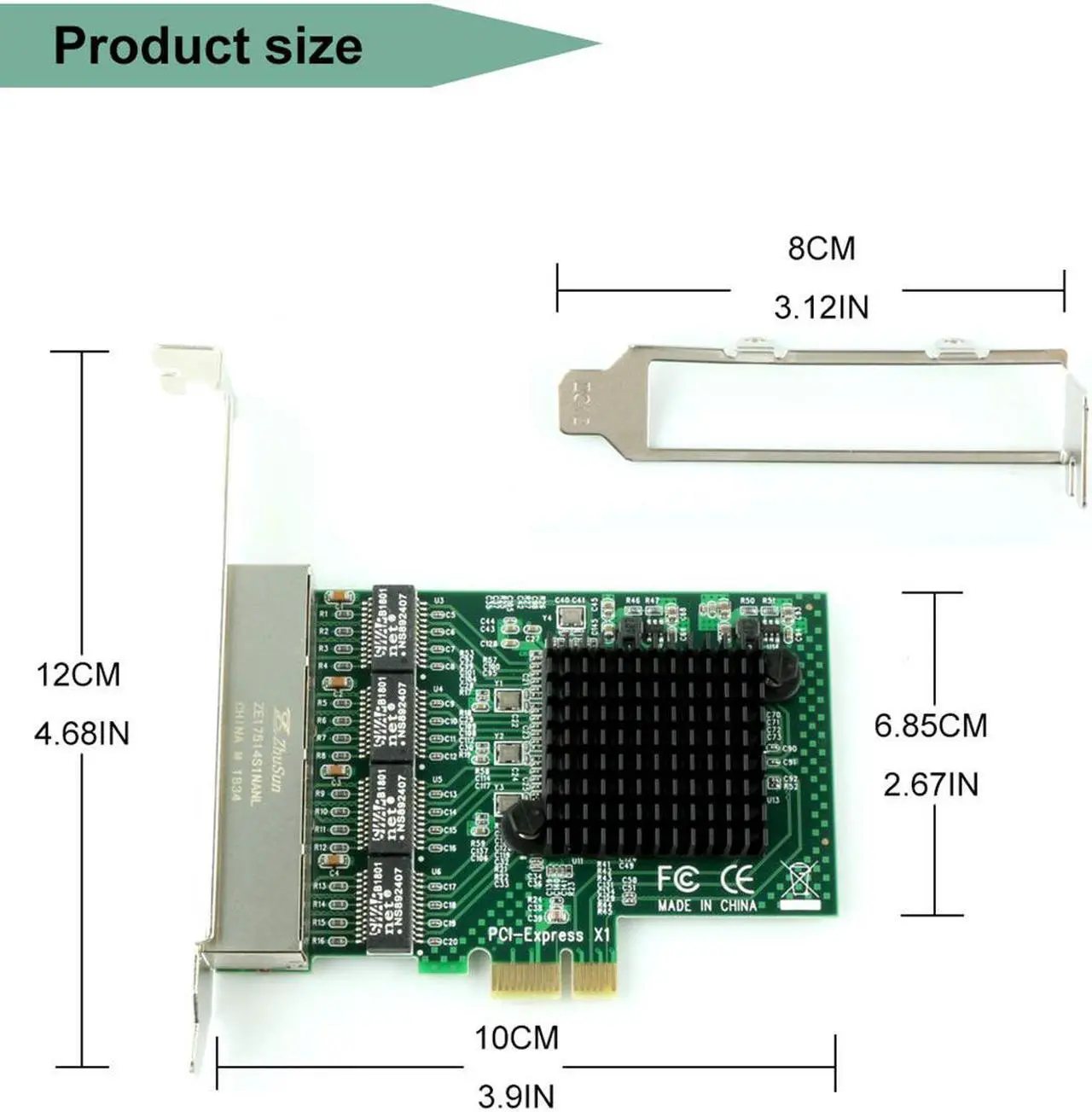 Alt view image 2 of 5 - Network Card,Ethernet Adapter,Ethernet Card, Gigabit Ethernet with Heatsink Technology,PCI Express 4-Port Network Controller Card 1000Mbps RJ45 LAN Adapter Converter for Desktop PC